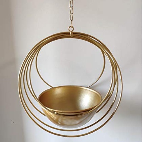 RISEON Boho Gold Metal Plant Hanger,Metal Geometric Hanging Plante...