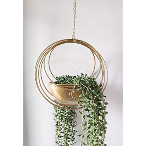 RISEON Boho Gold Metal Plant Hanger,Metal Geometric Hanging Plante...