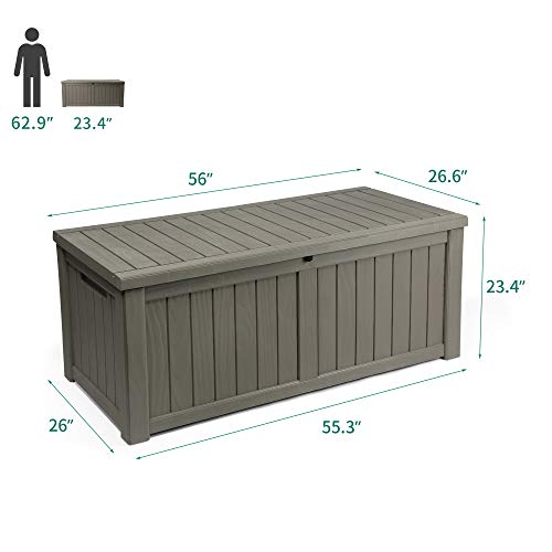 YITAHOME 119 Gallon Large Resin Deck Box Indoor Outdoor Storage fo...