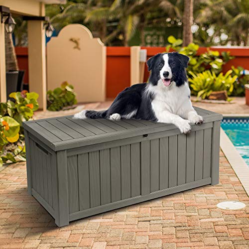 YITAHOME 119 Gallon Large Resin Deck Box Indoor Outdoor Storage fo...