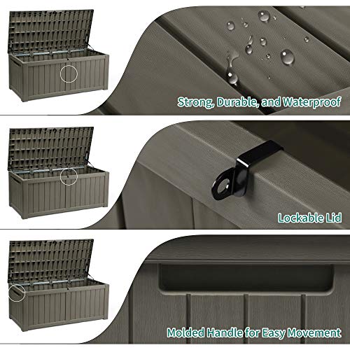 YITAHOME 119 Gallon Large Resin Deck Box Indoor Outdoor Storage fo...