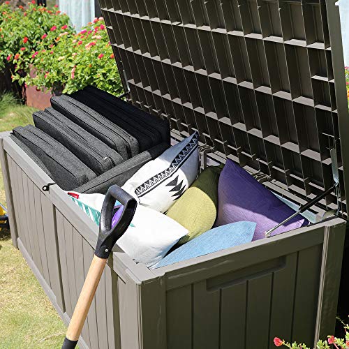 YITAHOME 119 Gallon Large Resin Deck Box Indoor Outdoor Storage fo...
