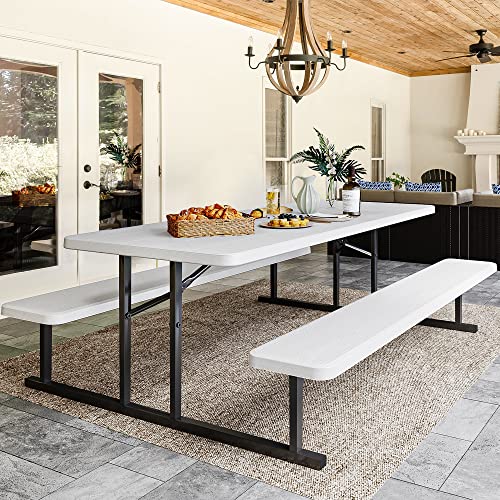 YITAHOME 6ft Picnic Table Folding Outdoor Picnic Table and Bench w...