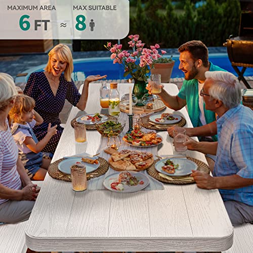 YITAHOME 6ft Picnic Table Folding Outdoor Picnic Table and Bench w...
