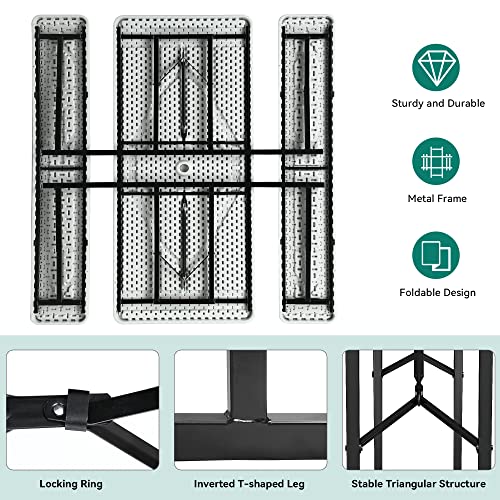 YITAHOME 6ft Picnic Table Folding Outdoor Picnic Table and Bench w...