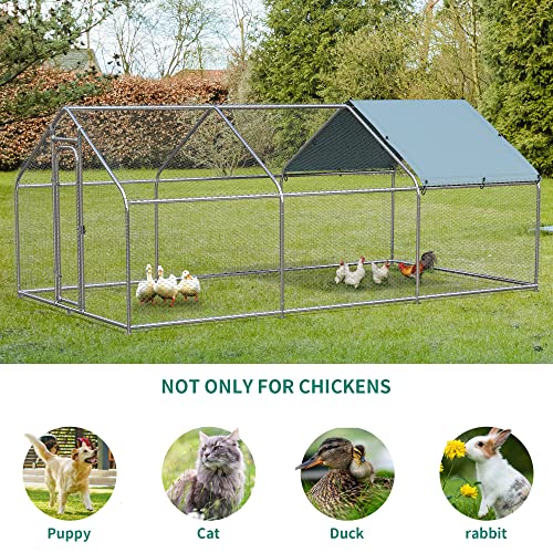YITAHOME Large Metal Chicken Coop Walk-in Poultry Cage Hen Run Hou...
