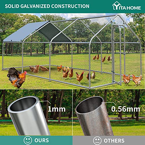 YITAHOME Large Metal Chicken Coop Walk-in Poultry Cage Hen Run Hou...
