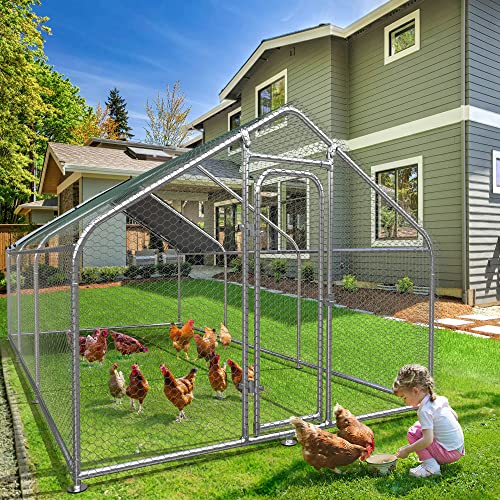 YITAHOME Large Metal Chicken Coop Walk-in Poultry Cage Hen Run Hou...
