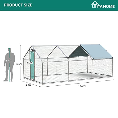 YITAHOME Large Metal Chicken Coop Walk-in Poultry Cage Hen Run Hou...