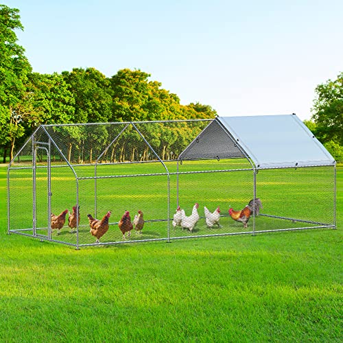 YITAHOME Large Metal Chicken Coop Walk-in Poultry Cage Hen Run Hou...