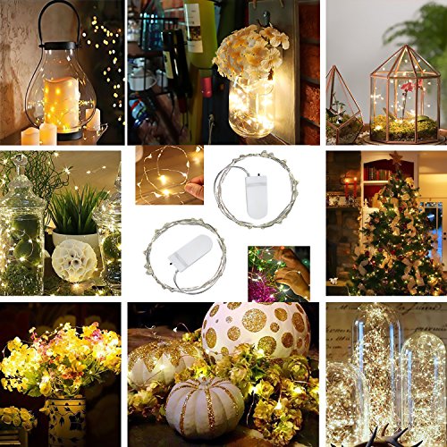 Battery Powered Mason Jar Lantern Lights,8 Pack Warm White 20 Led ...