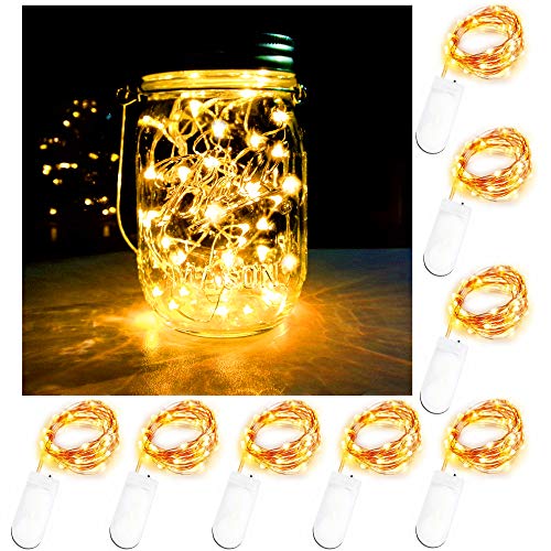 Battery Powered Mason Jar Lantern Lights,8 Pack Warm White 20 Led ...