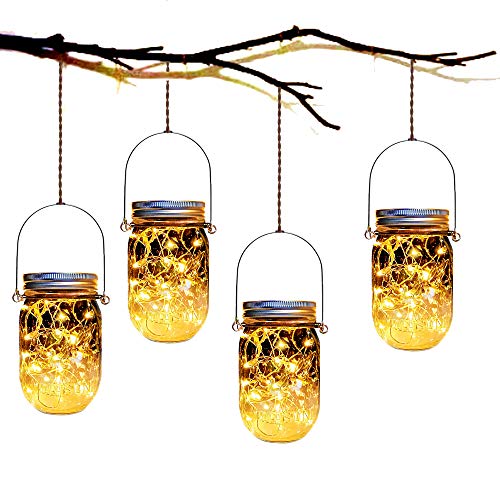 Mason Jar Solar Lantern Lights, 8 Pack 30 LED Bulbs Fairy Star Fir...