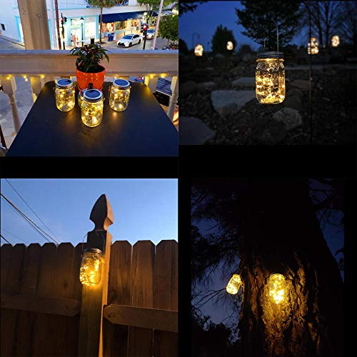 Mason Jar Solar Lantern Lights, 8 Pack 30 LED Bulbs Fairy Star Fir...