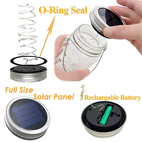 Mason Jar Solar Lantern Lights, 8 Pack 30 LED Bulbs Fairy Star Fir...