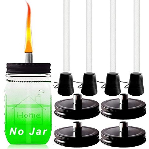 Mason Jar Tabletop Torch Kits,4 Pack Fiberglass Wicks,Wick Tubes,B...