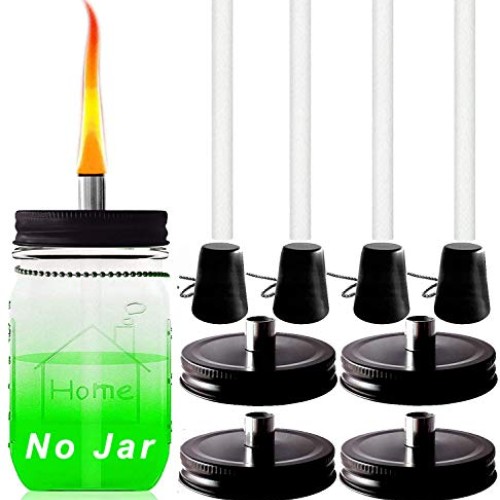 Mason Jar Tabletop Torch Kits,4 Pack Fiberglass Wicks,Wick Tubes,B...