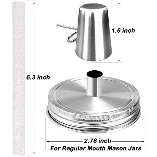 Mason Jar Tabletop Torch Kits,4 Pack Longlife Fiberglass Wicks,Sta...
