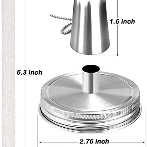 Mason Jar Tabletop Torch Kits,4 Pack Longlife Fiberglass Wicks,Sta...