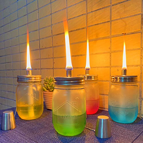 Mason Jar Tabletop Torch Kits,4 Pack Longlife Fiberglass Wicks,Sta...
