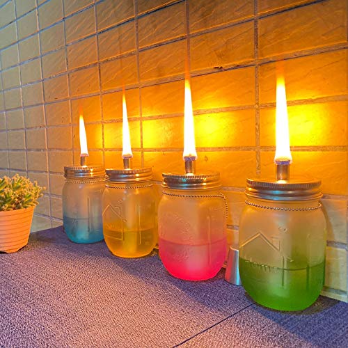 Mason Jar Tabletop Torch Kits,4 Pack Longlife Fiberglass Wicks,Sta...