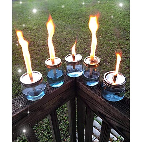 Mason Jar Tabletop Torch Kits,4 Pack Longlife Fiberglass Wicks,Sta...