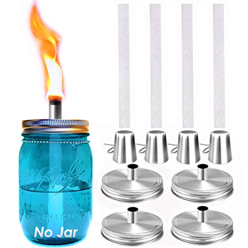 Mason Jar Tabletop Torch Kits,4 Pack Longlife Fiberglass Wicks,Sta...