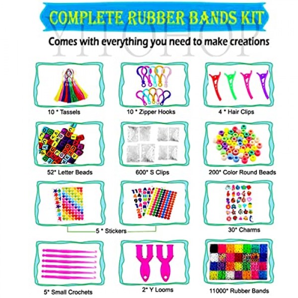 YITOHOP 12080+ Loom Bands Kit , Rubber Bands for Bracelet Making K...
