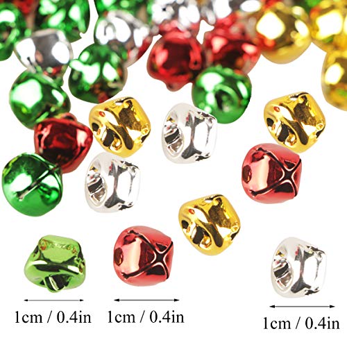 YiYa 200Pcs Christmas Jingle Bells Colorful Craft Bells DIY Bells ...