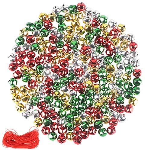 YiYa 200Pcs Christmas Jingle Bells Colorful Craft Bells DIY Bells ...