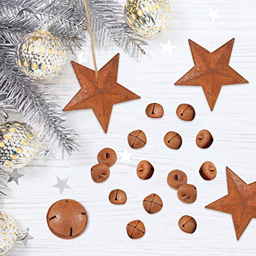 YiYa 60Pcs Rusty Jingle Bells Rusty Metal Stars Contain A Jute Rop...