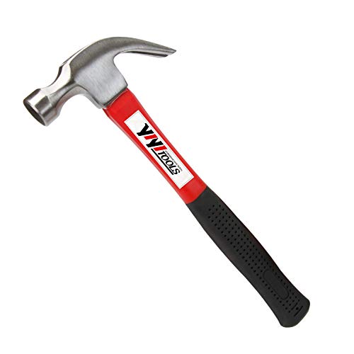 YIYITOOLS Claw Hammer With fiberglass Handle – 16-oz, Red and Blac...