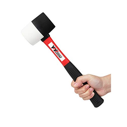YIYITOOLS Rubber Mallet Hammer With fiberglass Handle–16-oz,black ...