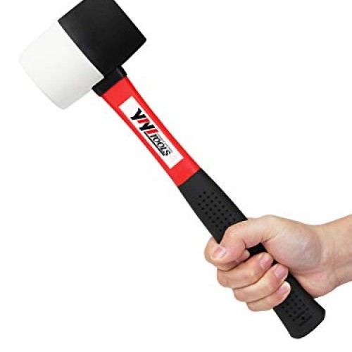 YIYITOOLS Rubber Mallet Hammer With fiberglass Handle–16-oz,black ...