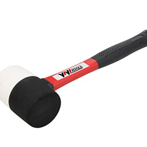 YIYITOOLS Rubber Mallet Hammer With fiberglass Handle–16-oz,black ...