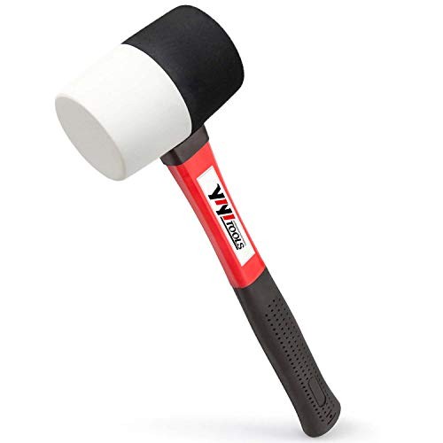 YIYITOOLS Rubber Mallet Hammer With fiberglass Handle–16-oz,black ...