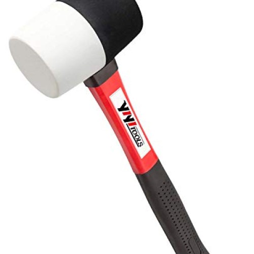 YIYITOOLS Rubber Mallet Hammer With fiberglass Handle–16-oz,black ...