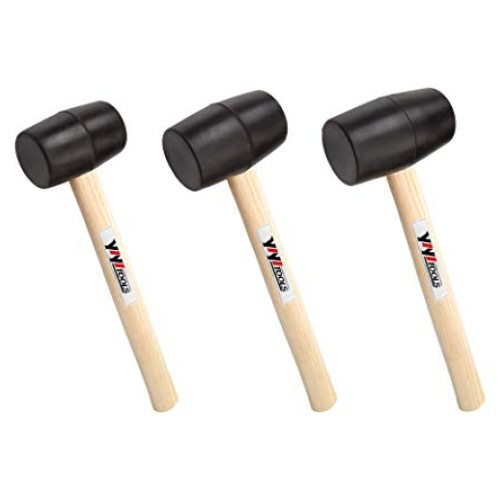 YIYITOOLS Rubber Mallet Set With Wood Handle,3 Piece/8oz,16oz & 24...