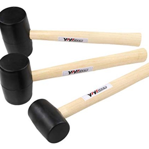 YIYITOOLS Rubber Mallet Set With Wood Handle,3 Piece/8oz,16oz & 24...