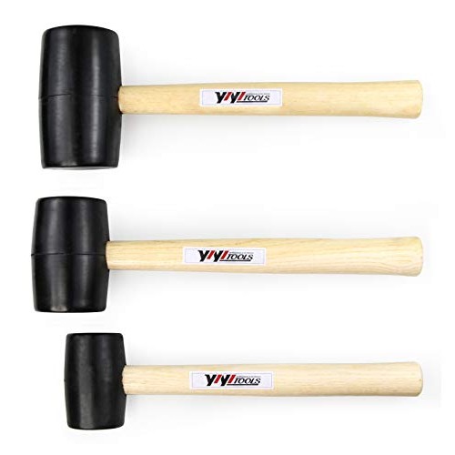 YIYITOOLS Rubber Mallet Set With Wood Handle,3 Piece/8oz,16oz & 24...