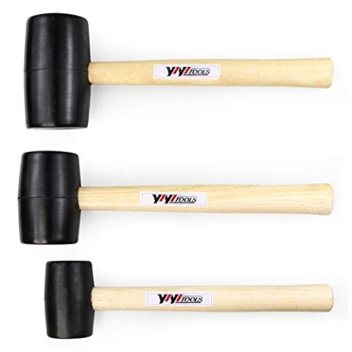 YIYITOOLS Rubber Mallet Set With Wood Handle,3 Piece/8oz,16oz & 24...