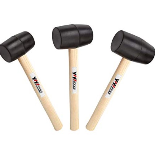 YIYITOOLS Rubber Mallet Set With Wood Handle,3 Piece/8oz,16oz & 24...