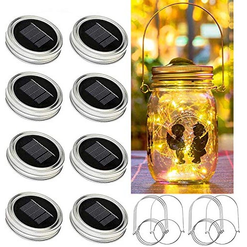 Bethlehem Lighting Solar Mason jar Light, 8 Pack 30Led Waterproof ...