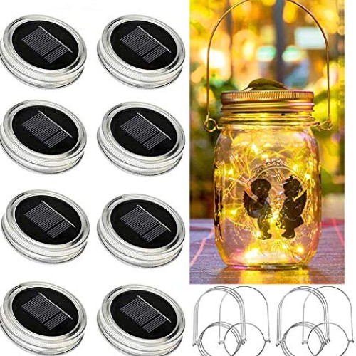 Bethlehem Lighting Solar Mason jar Light, 8 Pack 30Led Waterproof ...