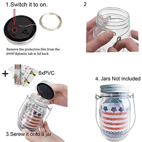Solar-Powered Mason Jar Lid String Lights, 16 Packs of 30 LED Fair...