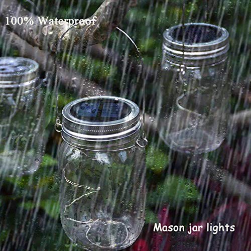 Solar-Powered Mason Jar Lid String Lights, 16 Packs of 30 LED Fair...