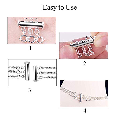Layered Necklace Spacer Clasp, 3 Strands Necklaces Slide Magnetic ...