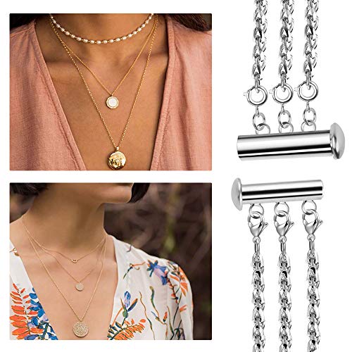 Layered Necklace Spacer Clasp, 3 Strands Necklaces Slide Magnetic ...