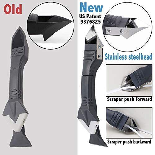3 in 1 Silicone Caulking Tools（stainless steelhead）, Sealant Fin...