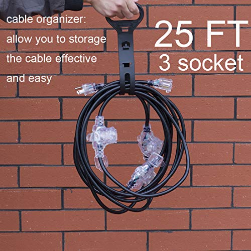 Yodotek 25FT Power Extension Cord 3 Prong,Four Nema 5-15R Female S...
